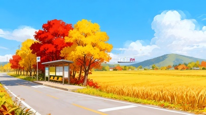 秋天路边的稻田