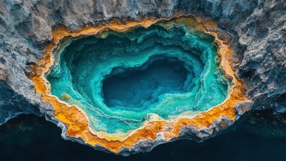 壮观彩色火山湖