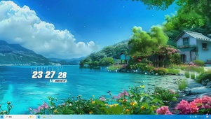 蓝天白云树木桌面主题