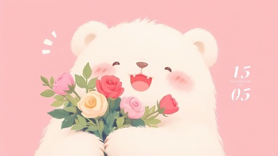 可爱鲜花小熊