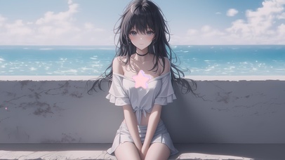 二次元海边可爱甜美治愈小萝莉