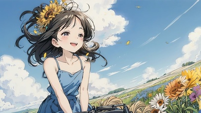 夏天开心女孩吊带女孩治愈