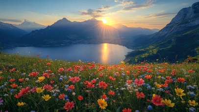 高山俯瞰日内瓦湖