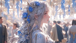 蓝色礼服唯美公主