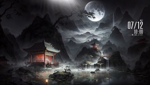 古风月下山水