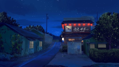 4k 治愈唯美夜晚小镇星空