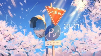 唯美治愈落叶樱花