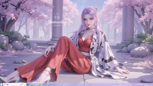 紫发红衫少女