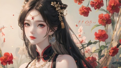 4K唯美清纯古风汉服玫瑰少女