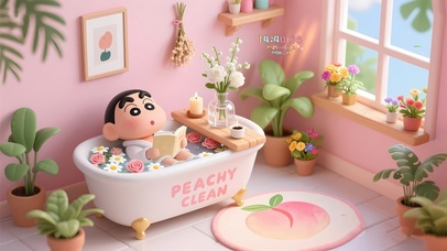 温馨房间小新泡泡浴