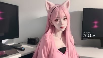粉发猫耳女孩