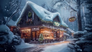 雪景林中小屋