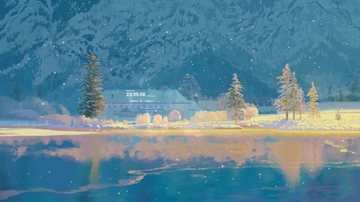 4K 唯美治愈冬季雪山湖