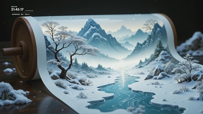 4K冬日治愈美景卷轴