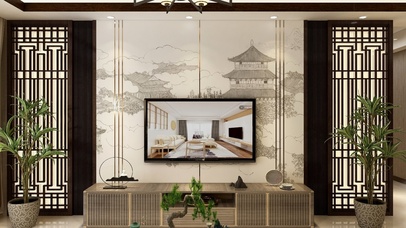 新中式电视墙