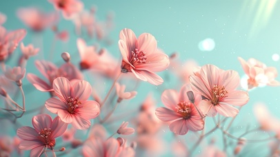 4K 朝阳花朵 粉色心情