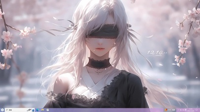 4K唯美古风樱花蒙眼少女主题