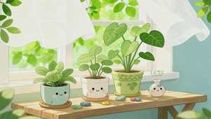 窗台绿植温馨角落