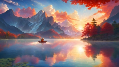 泛舟夕下，犬桔情醉枫林晚