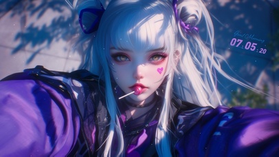 治愈白发紫衣少女