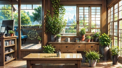 4K治愈清新夏日房间