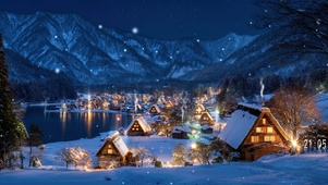 治愈雪夜村落