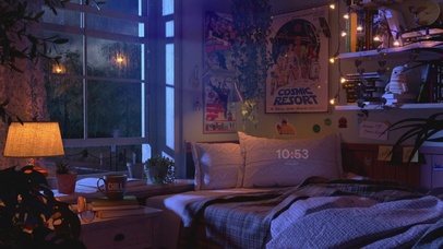 舒适的雨天房间