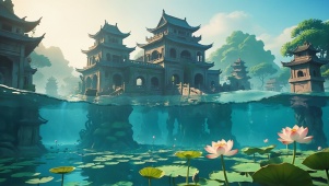 水下的荷花