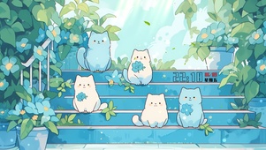 花园台阶猫咪