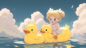 骑鸭子的女孩