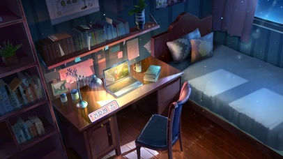 夜晚的学习房间