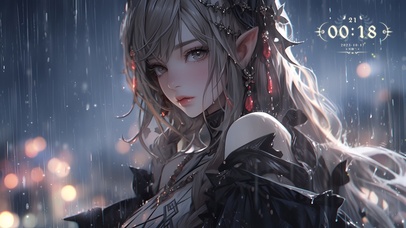 雨中精灵少女