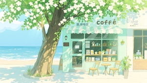 清新海边咖啡店