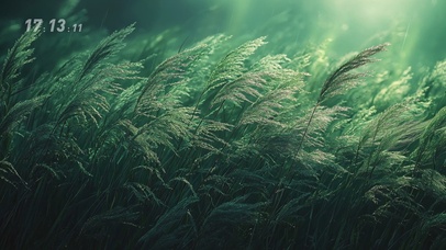 护眼绿色雨中森林