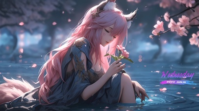 坐在水中的女孩