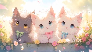可爱三只小猫