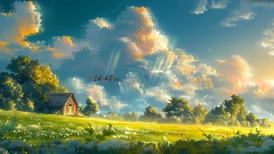 晚霞草原小屋