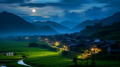 夜空宁静村庄