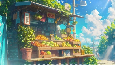 盛夏里的街边水果店