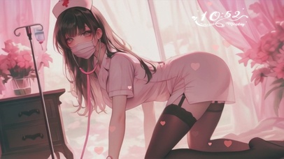 美女护士如琉璃窗外的雪景