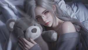 居家白发美女