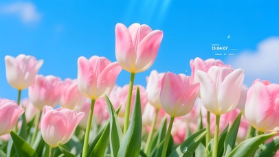 蓝天下的郁金香