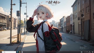 4k白毛可爱女孩城市街道