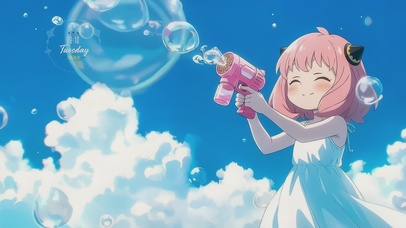 吹泡泡的阿尼亚