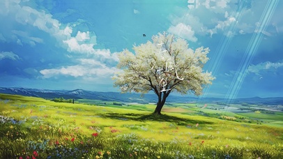 唯美风景AI插画