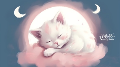 可爱粉色云彩猫咪