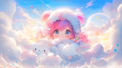 动态4K可爱云朵女孩