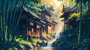 竹林小屋流水