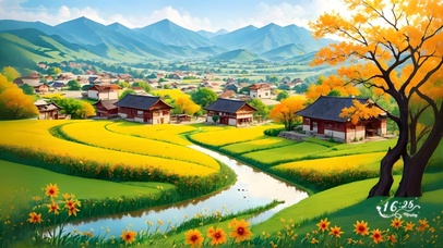 唯美山间村庄