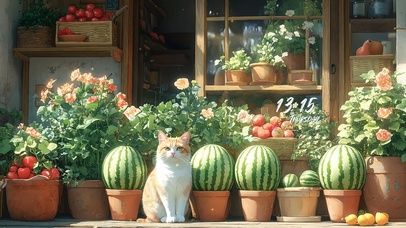 治愈夏日门前小猫